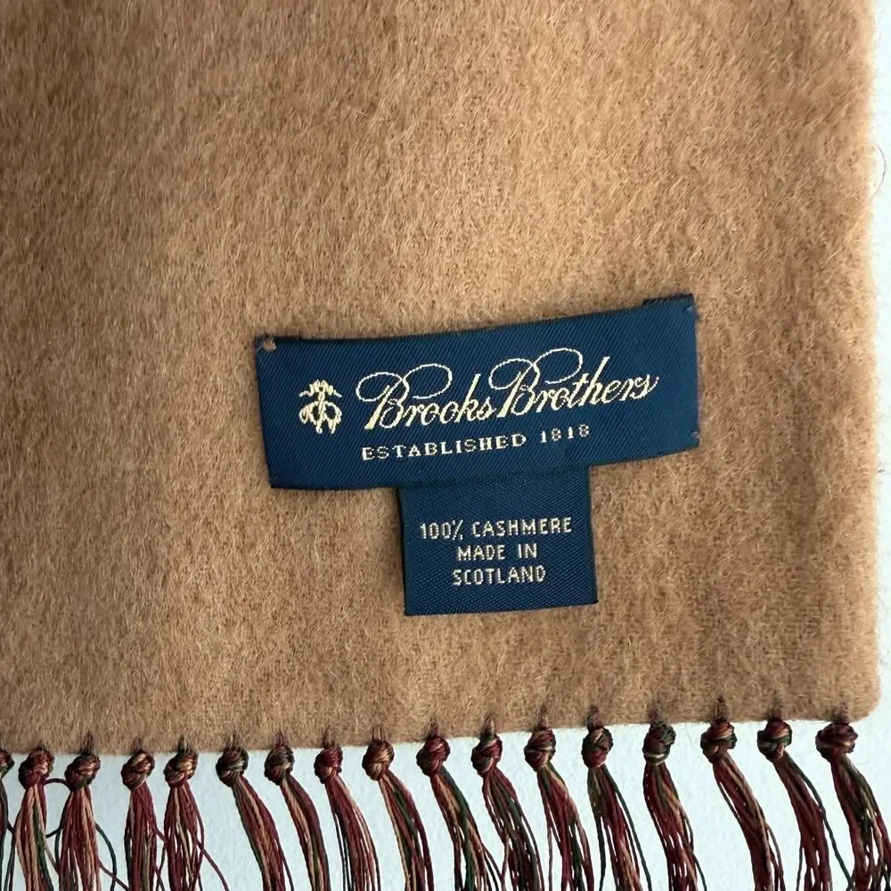 Brooks Brothers Cashmere & Silk Paisley Scarf Scotland Reversible Unisex Brown